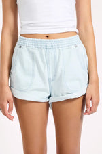 Hunters Mid Waist Boyfriend Elasticated Denim Shorts Xanthe