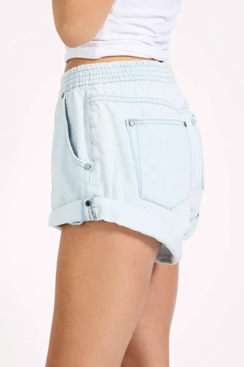 Hunters Mid Waist Boyfriend Elasticated Denim Shorts Xanthe