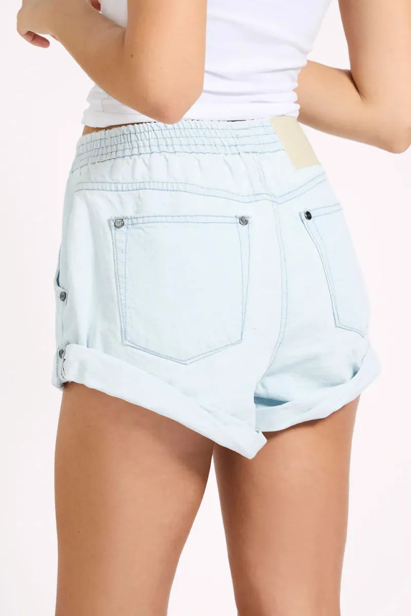 Hunters Mid Waist Boyfriend Elasticated Denim Shorts Xanthe