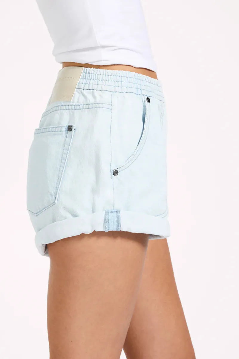 Hunters Mid Waist Boyfriend Elasticated Denim Shorts Xanthe