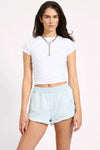 Hunters Mid Waist Boyfriend Elasticated Denim Shorts Xanthe