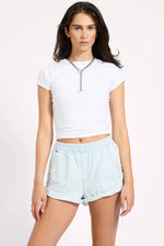 Hunters Mid Waist Boyfriend Elasticated Denim Shorts Xanthe