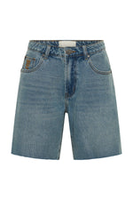 Jacksons Mid Waist Wide Leg Denim Shorts Blue Crush