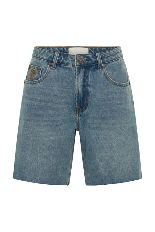 Jacksons Mid Waist Wide Leg Denim Shorts Blue Crush