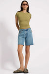 Jacksons Mid Waist Wide Leg Denim Shorts Blue Crush