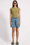 Jacksons Mid Waist Wide Leg Denim Shorts Blue Crush
