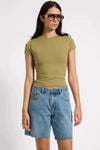 Jacksons Mid Waist Wide Leg Denim Shorts Blue Crush