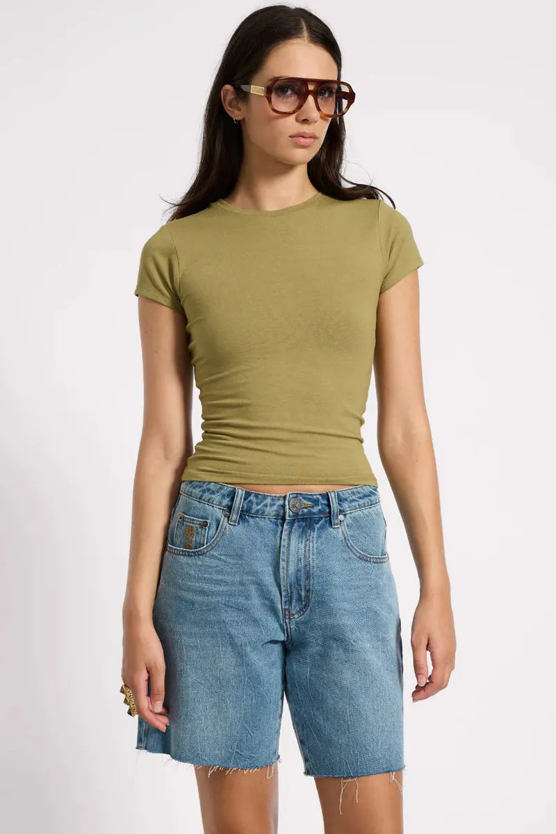 Jacksons Mid Waist Wide Leg Denim Shorts Blue Crush
