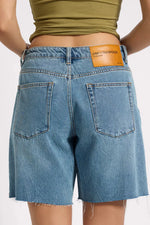 Jacksons Mid Waist Wide Leg Denim Shorts Blue Crush