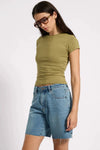 Jacksons Mid Waist Wide Leg Denim Shorts Blue Crush
