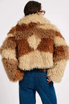 Mongolian Cropped Faux Fur Jacket Tan