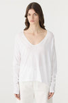 V Neck Circle L/S T.Shirt White