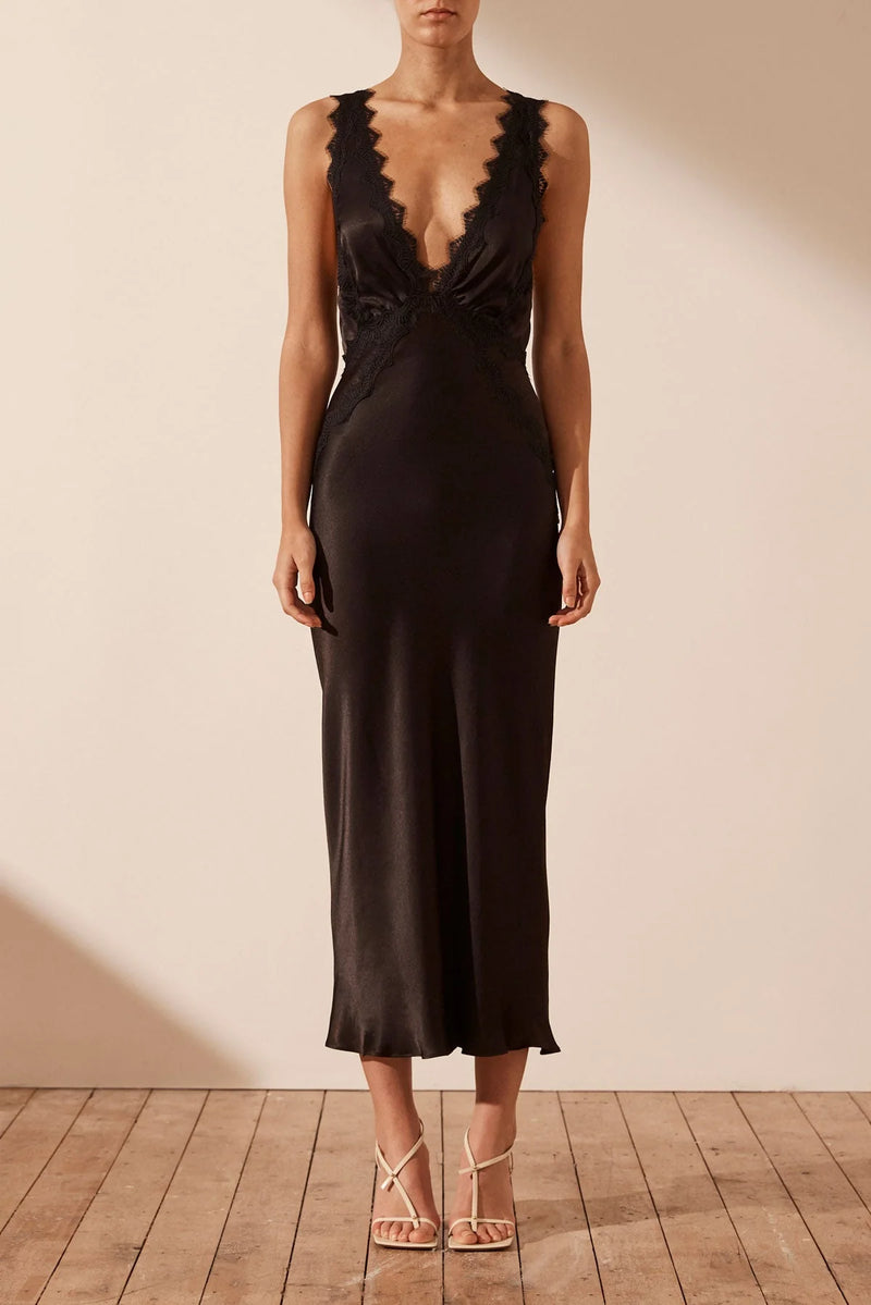 Camille Lace Cross Back Midi Dress Black – ROAR CLOTHING PTY LIMITED