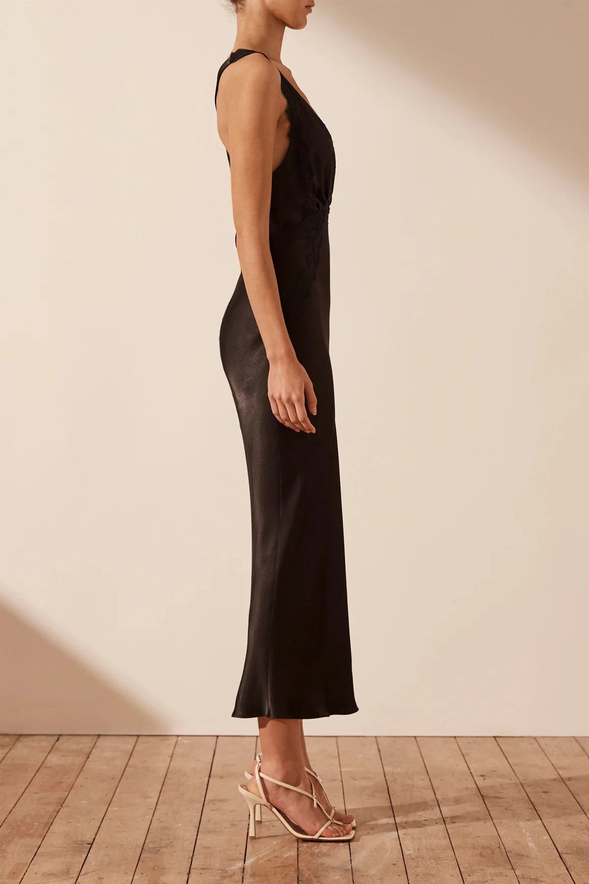 Camille Lace Cross Back Midi Dress Black ROAR CLOTHING PTY LIMITED Camille Lace Cross Back Midi Dress Black ROAR CLOTHING PTY LIMITED