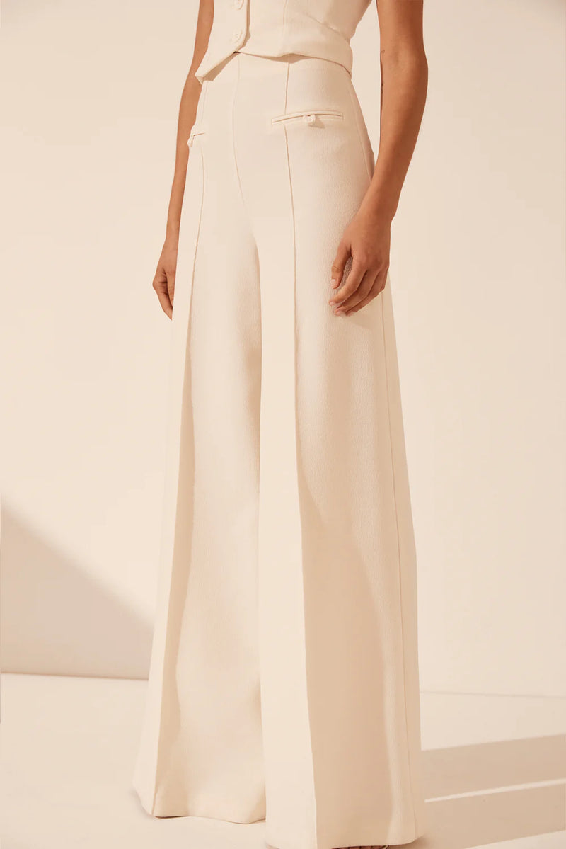 Amura High Waisted Wide Leg Pant Cream