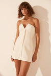 Amura Strapless Button Up Mini Dress Cream