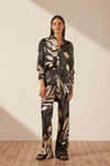 Capri Silk Tuxedo Shirt Black/Cream