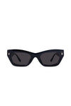 Black cat-eye sunglasses on a white background