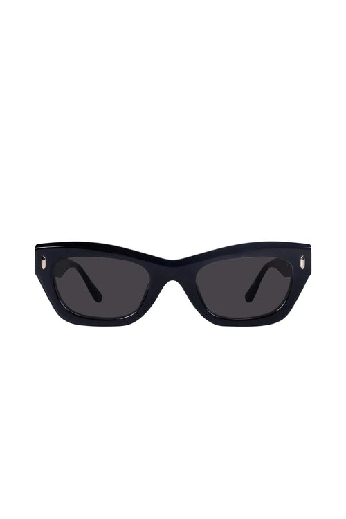 Black cat-eye sunglasses on a white background