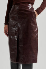 Queens Leather Skirt Bitter Chocolate