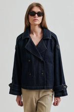 Columbus Trench Jacket Dark Blue Denim