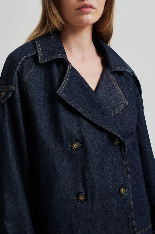 Columbus Trench Jacket Dark Blue Denim