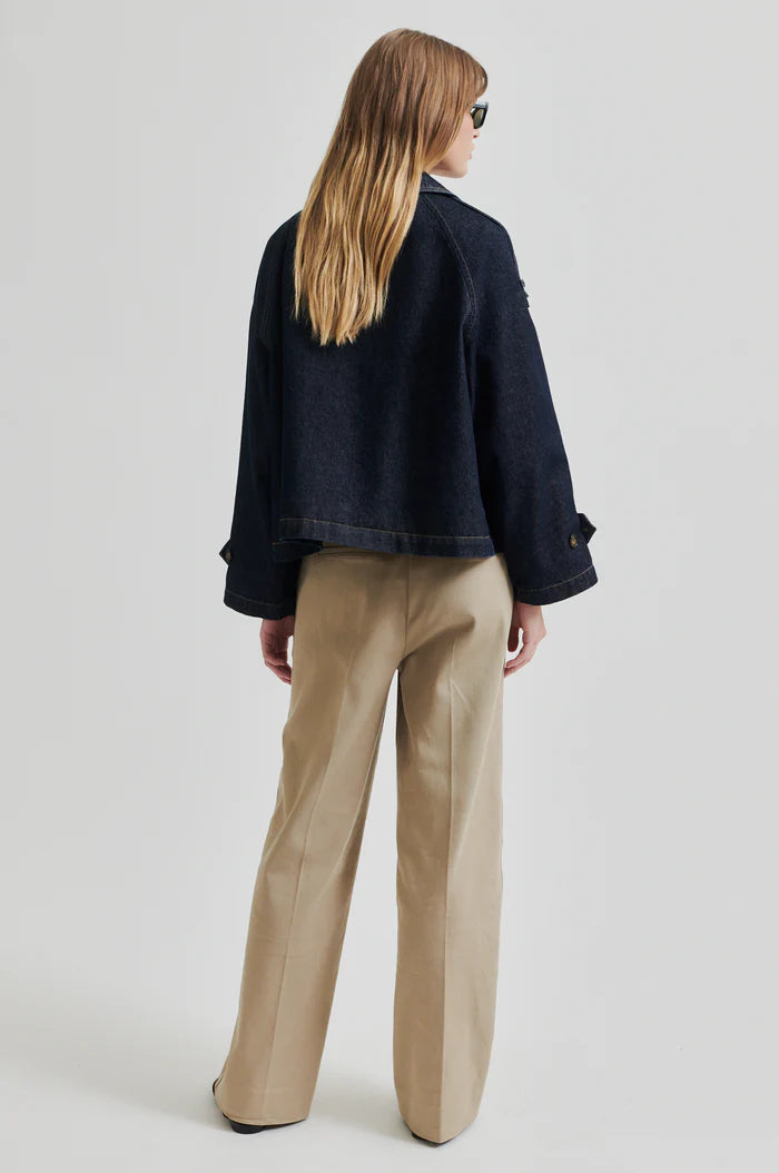 Columbus Trench Jacket Dark Blue Denim