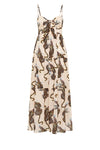 Lottie Leopard Tie Front Midi Dress Ecru