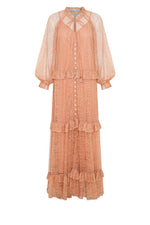 Lace Ruffle Maxi in Nude