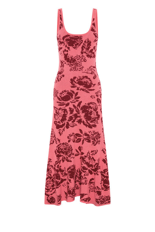 Rosetta Scoop Neck Midi Dress in Rose