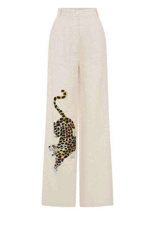 Lottie Leopard Tailored Trouser in Ecru