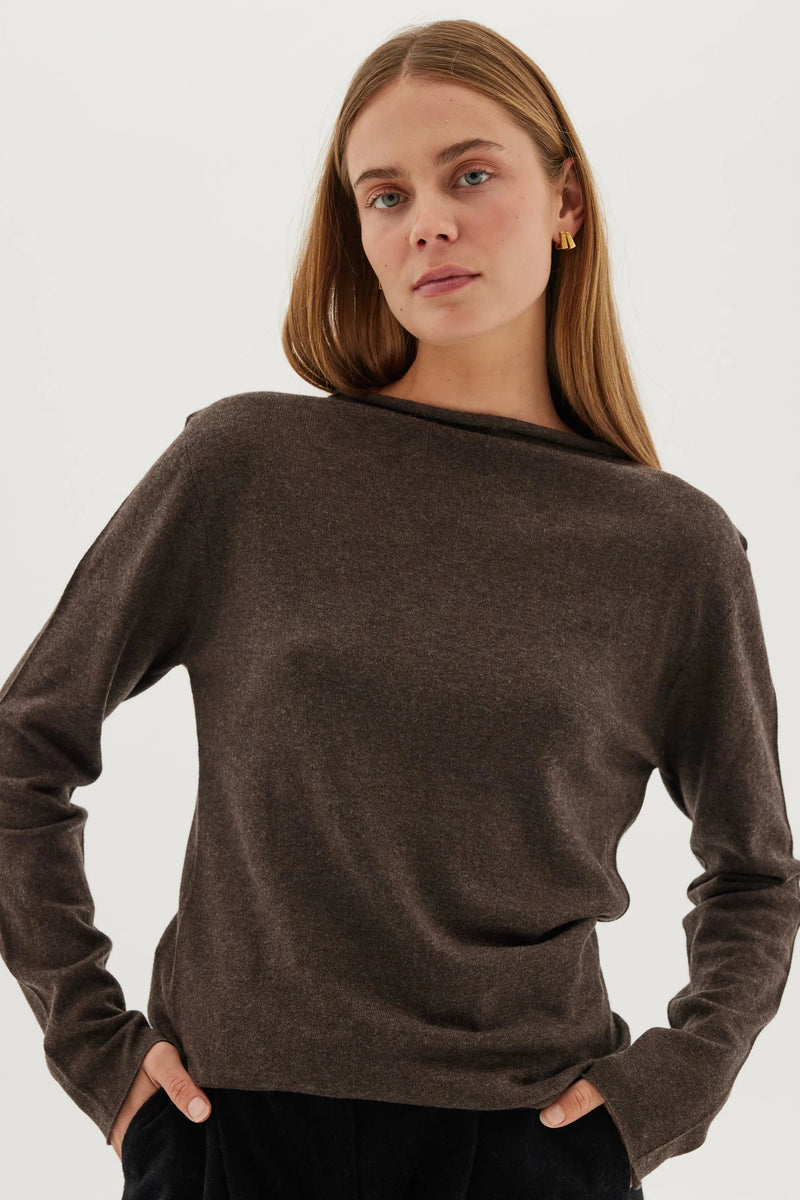 The Funnel Neck Top Coffee