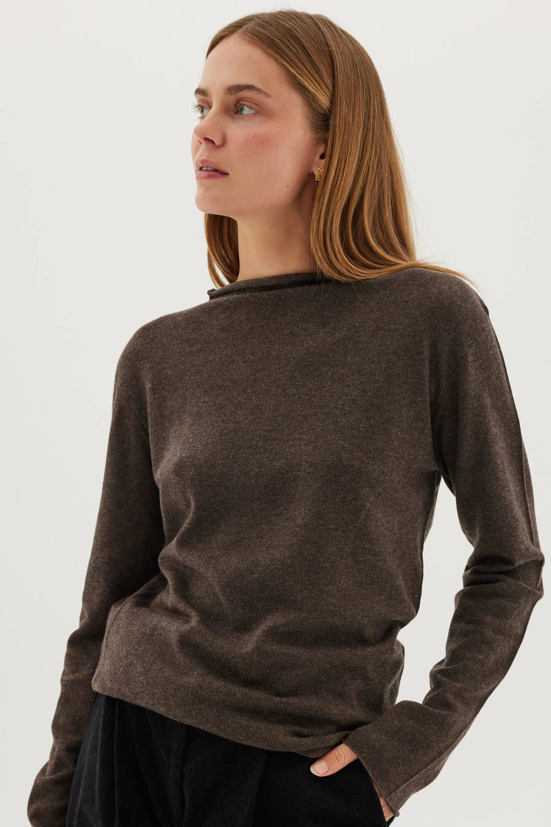 The Funnel Neck Top Coffee