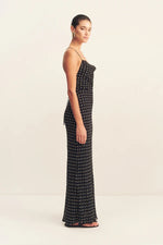 Houston Lace Back Maxi Dress Noir Polka