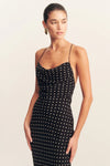 Houston Lace Back Maxi Dress Noir Polka