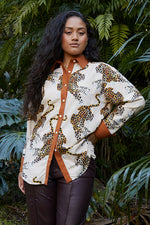 Lottie Leopard Shirt in Ecru