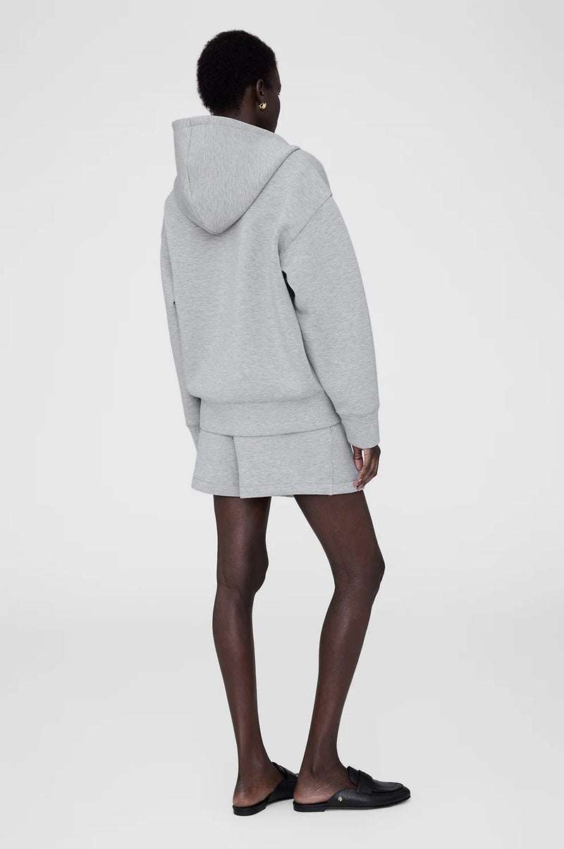 Bond Zip Up Hoodie Framed Monogram Heather Grey