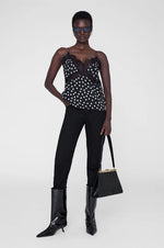 Amelie Camisole Black and White Double Dot Jacquard