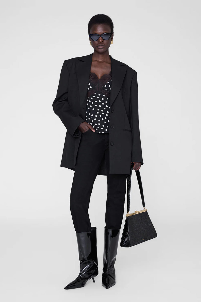 Amelie Camisole Black and White Double Dot Jacquard