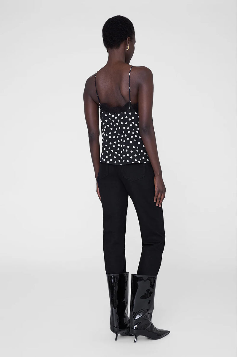 Amelie Camisole Black and White Double Dot Jacquard