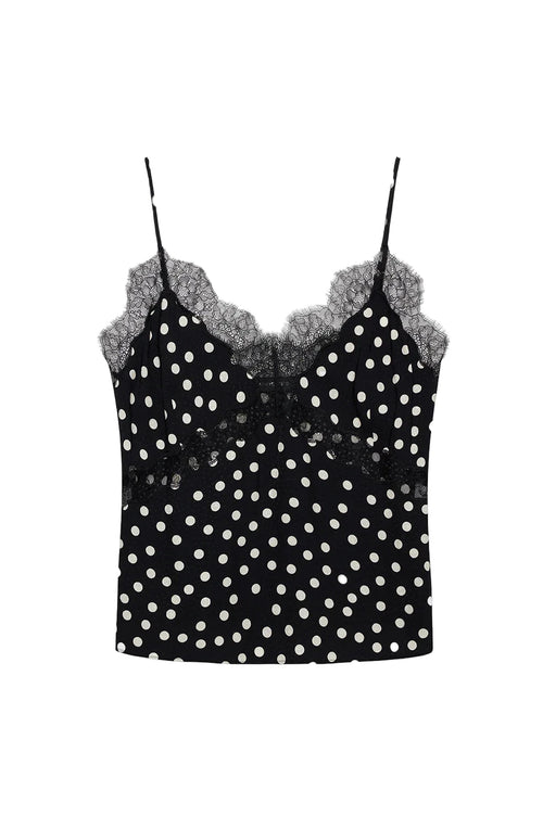 Amelie Camisole Black and White Double Dot Jacquard