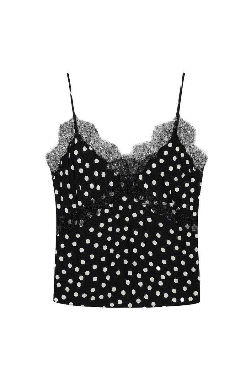 Amelie Camisole Black and White Double Dot Jacquard