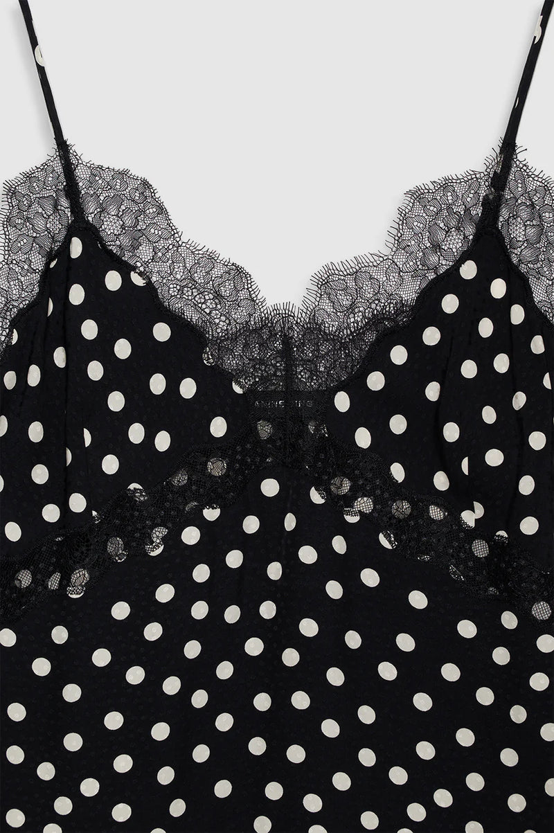 Amelie Camisole Black and White Double Dot Jacquard