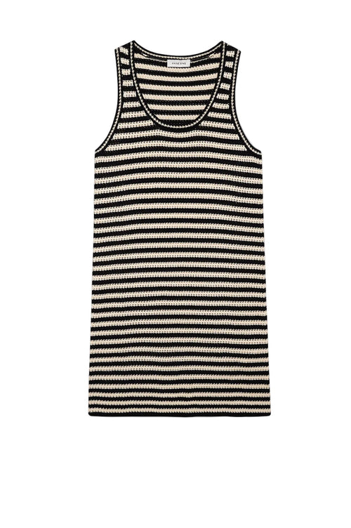 Arie Dress Black and Ivory Stripe