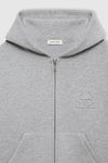 Bond Zip Up Hoodie Framed Monogram Heather Grey