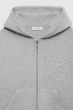 Bond Zip Up Hoodie Framed Monogram Heather Grey
