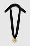 Chunky Heart Velvet Choker Black and Gold