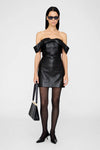 Colleen Mini Dress Black Recycled Leather
