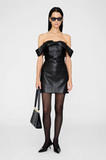 Colleen Mini Dress Black Recycled Leather