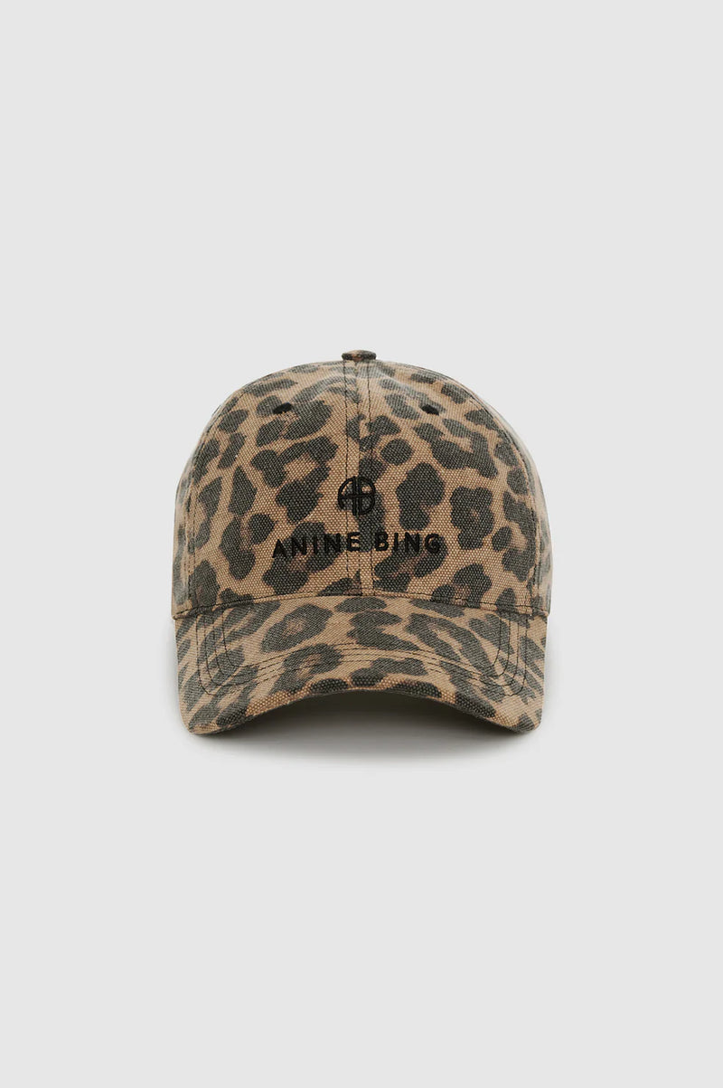 Jeremy Baseball Cap Black and Brown Leopard